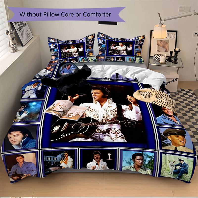 Elvis Presley Rock Roll Print 3Pcs Bedding Setduvet Cover With 2 Bedropillowcase Home Birthday Gift