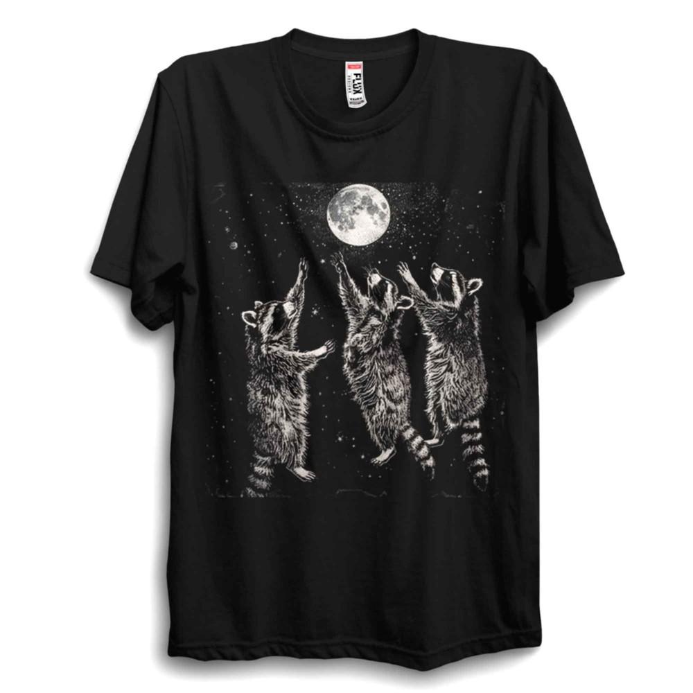 Футболка Three Moon Raccoon – Смешная футболка с животным енотом-полоскуном | Унисекс топ с енотом