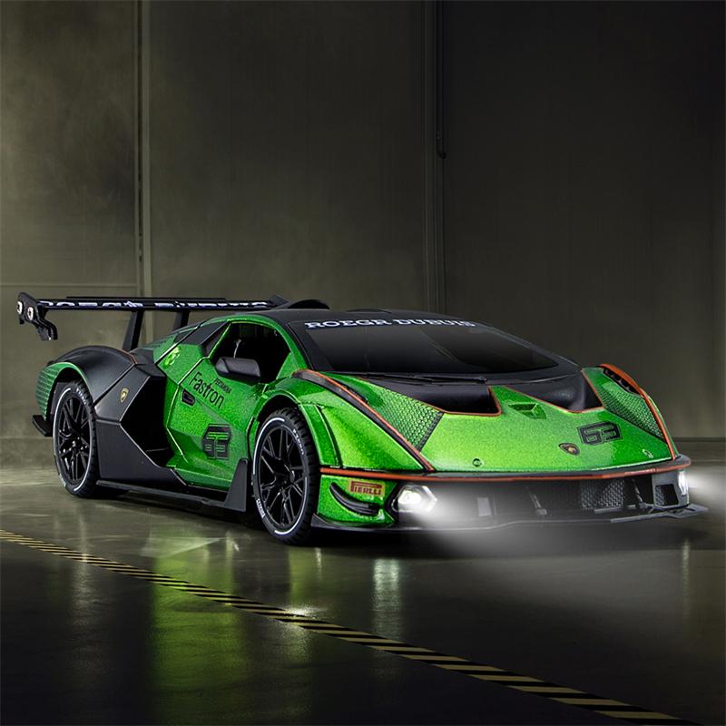 1:32 масштаба Lambos Essenza SCV12, модель спортивного автомобиля из сплава, литая под давлением модель автомобиля из цинкового сплава со звуком и светом, подарки для детей