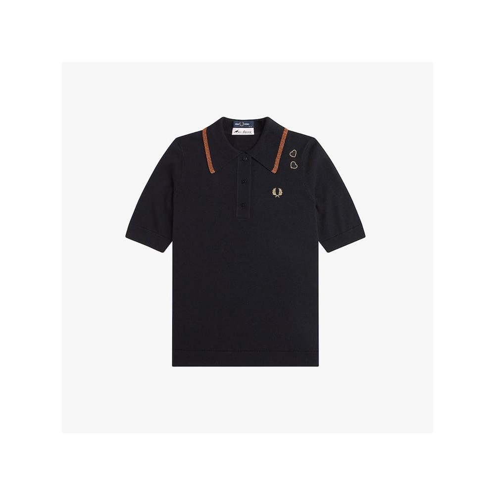 Fred Perry [amy Winehouse] Metallic Tip Knit Shirt   Black Afpf2438118 102 qzgAfpf2438118 102