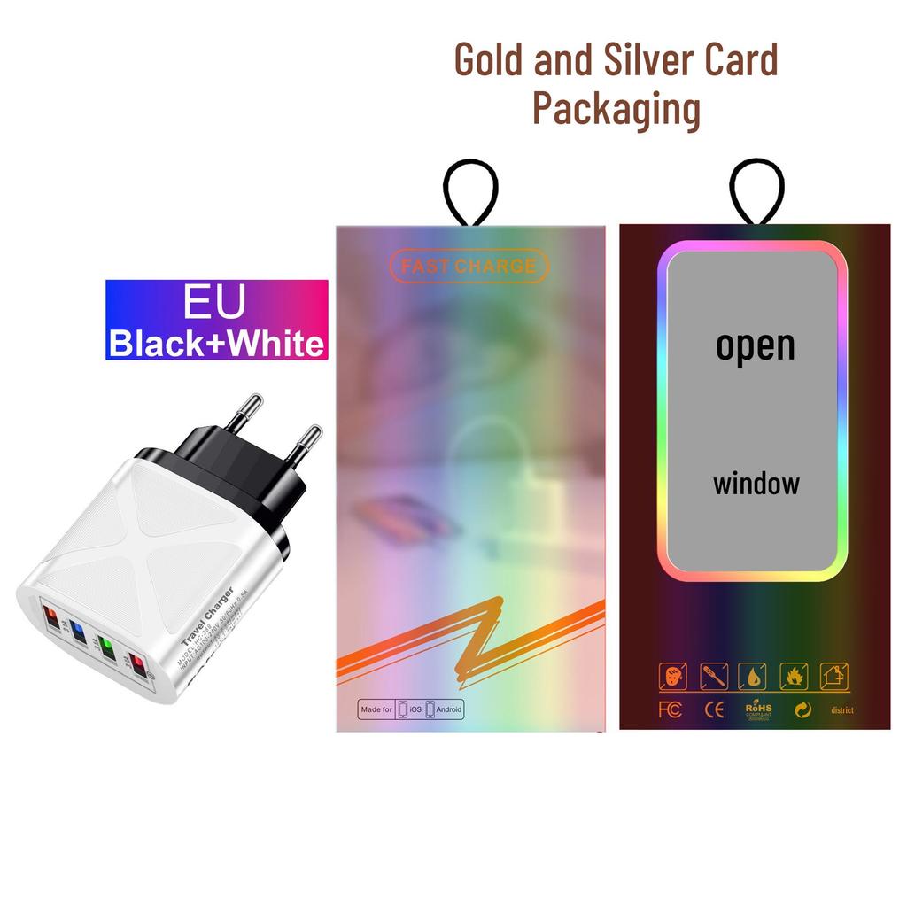 New Multi-Port Travel Charger 4 USB 5V/2.4A, Fast Charging with AU/EU/UK/US Plugs