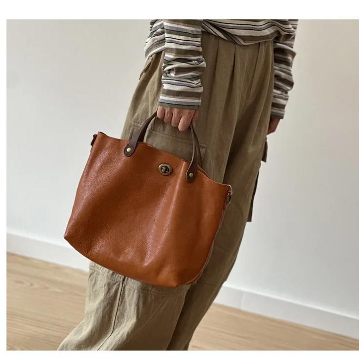 Johnature Женская сумка из натуральной кожи в стиле ретро, большая вместимость, универсальные сумки через плечо