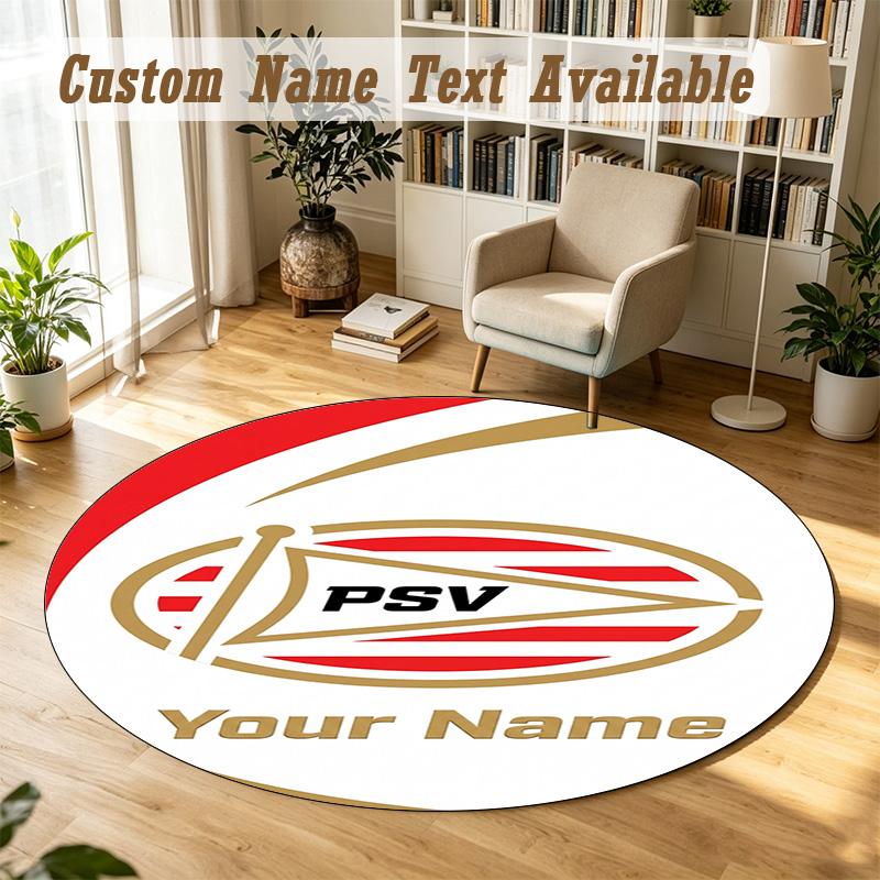 Round Rug Custom NamePSV Eindhoven FC Pattern Non Slip Carpet Home Floor Decor