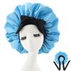 Silk Satin Sleep Cap with Ribbon Bow for Women - Elastic Wide Brim Bath Headscarf Hat for Hair Care