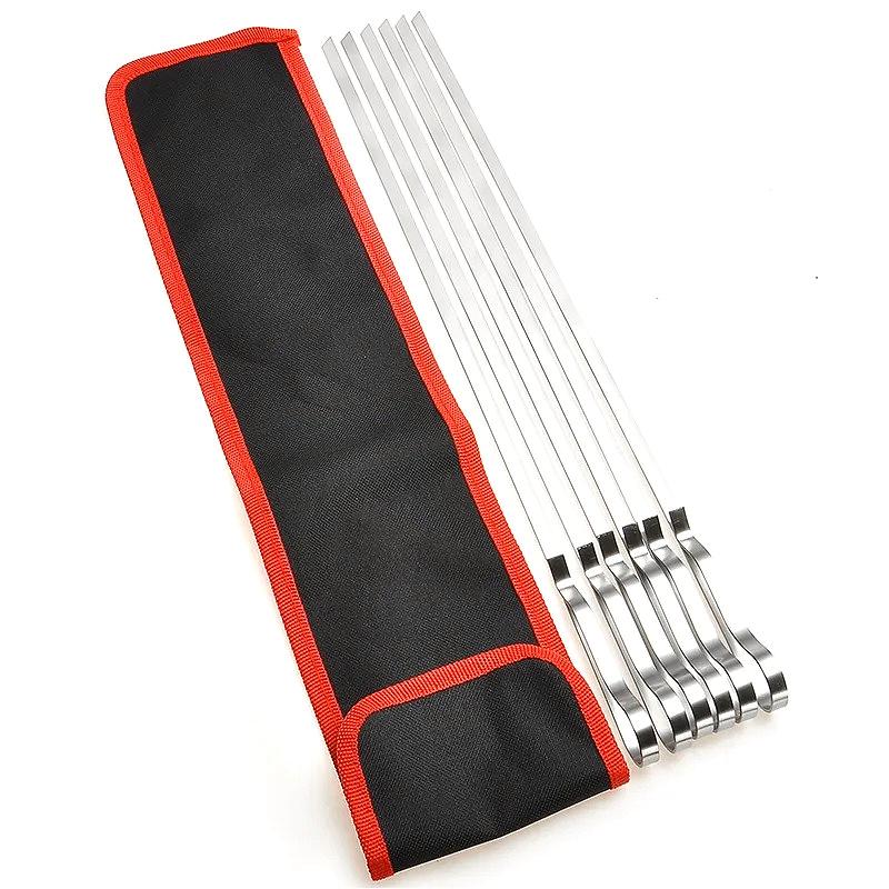 Набор широких шампуров для барбекю, длина 16,5 дюймов, плоские металлические шампуры для гриля, многоразовые инструменты для барбекю, стальные палочки для барбекю