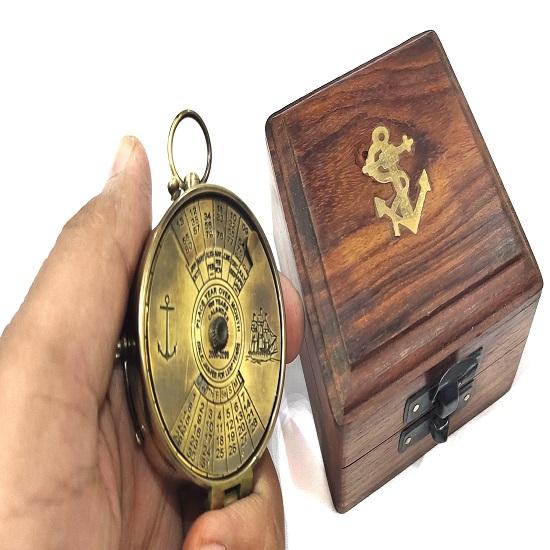 Vintage Nautical Compass  100 Year Calendar Compass  Engraved Compass