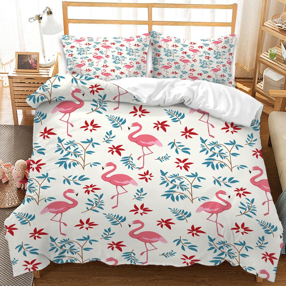 Bed Three-Piece Quilt Cover Ins Wind Animal Pattern Print Kit Home Textile Skin