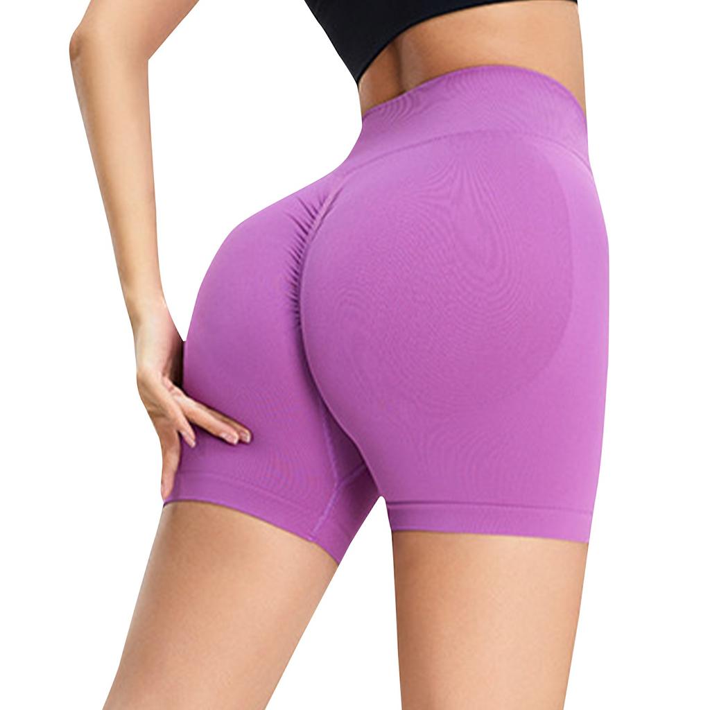 Женские спортивные шорты персикового цвета с высокой талией, поднимающие бедра, узкие шорты для йоги