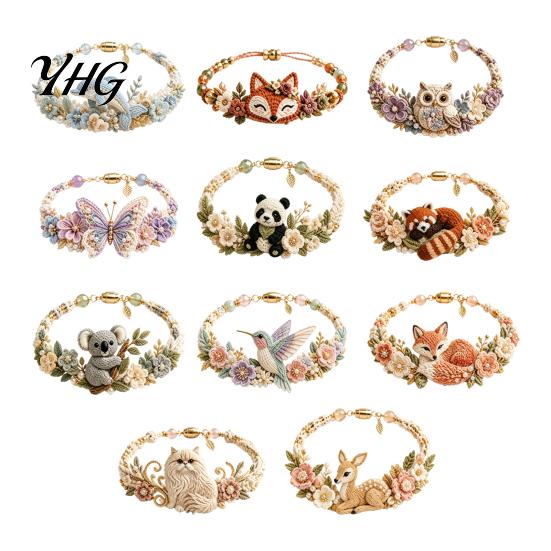Handmade Bracelet Making Kit DIY Woven Animal Kit, Fox Cat Deer Bird Floral Crafts, Crochet Set for Beginners Adults Arts Crafts