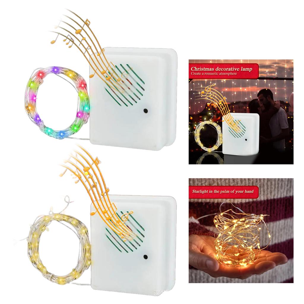 Battery Operated Music Sound Control String Fairy Lights LED Wire Christmas Light with Remote