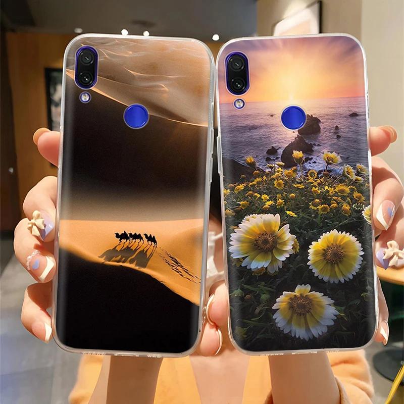 Мягкий чехол для Xiaomi Redmi Note 7 Чехол Цветы Мягкий ТПУ Силиконовый Чехлы для Телефона на Redmi Note7 Pro Защитная Задняя Крышка Fundas