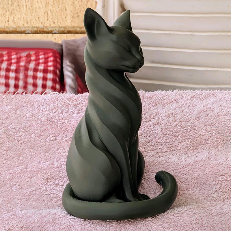 Элегантная скульптура кошки с полосками, фигурка кошки, декор для дома для помещений/улицы, очаровательная статуэтка кошки, украшение для столов, книжных полок