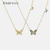 925 Sterling Silver Gold Blue Black Big Butterfly Small Butterfly Pendant Long Chain Necklace 2023 Wedding Gift Fine Jewels