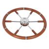 Teak Wood Handle Boat Steering Wheel 6 Spoke 304 Stainless Steel Center Frame Replacement Yachts Steering Wheel for 5