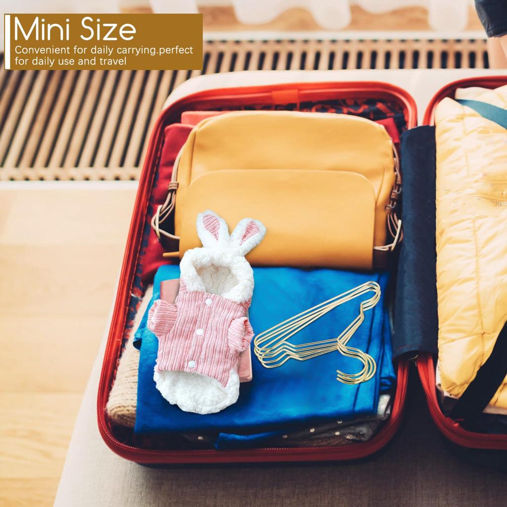 LIOOBO вешалка для домашних животных 20 см, детская вешалка, мини-вешалка для одежды, легкая, прочная, стильная, для хранения, для маленьких собак, кошек, набор из 10 штук, золотистая, нескользящая