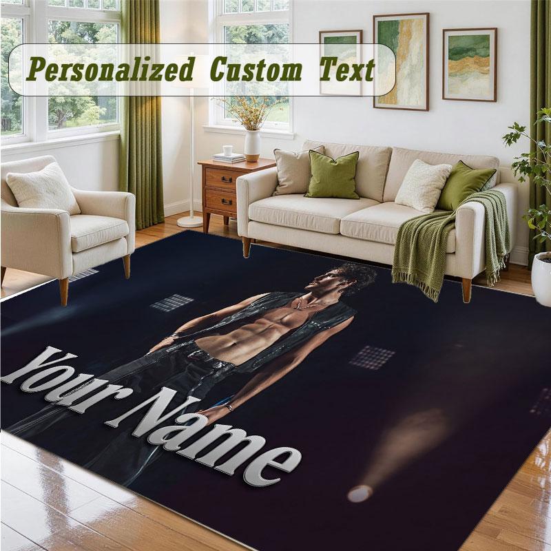 Crystal Velvet Square Rug Custom NameBenson Boone Pattern Non Slip Home Floor Decor Rug