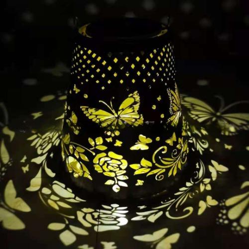 Железный художественный солнечный свет, проекционный светильник в виде бабочки, двор, лужайка, наружное украшение, подвесной светильник, декоративный светильник