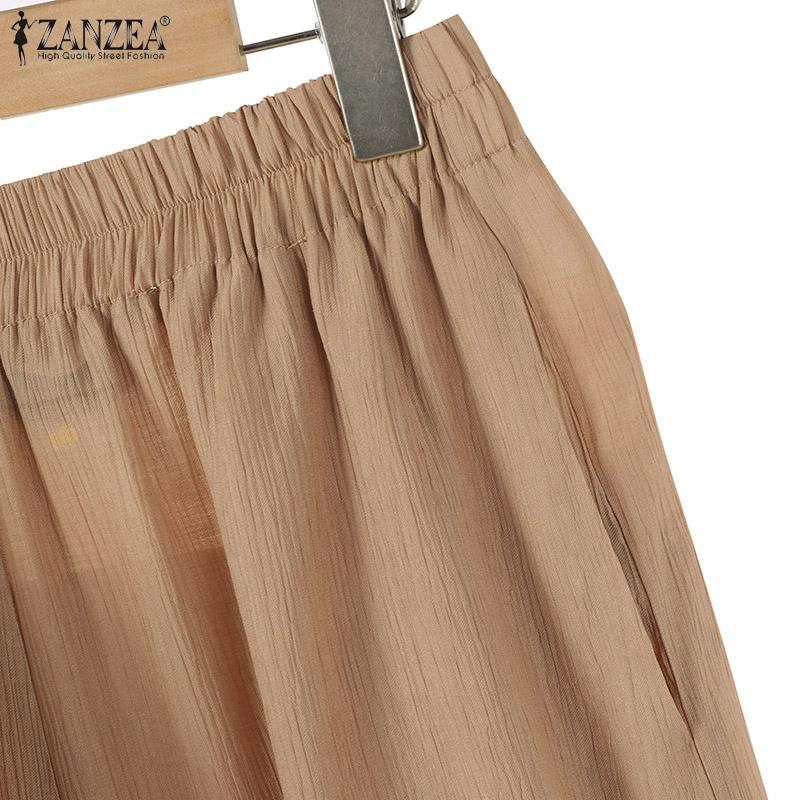 ZANZEA Женская блузка и брюки, повседневный летний комплект из двух предметов с брюками