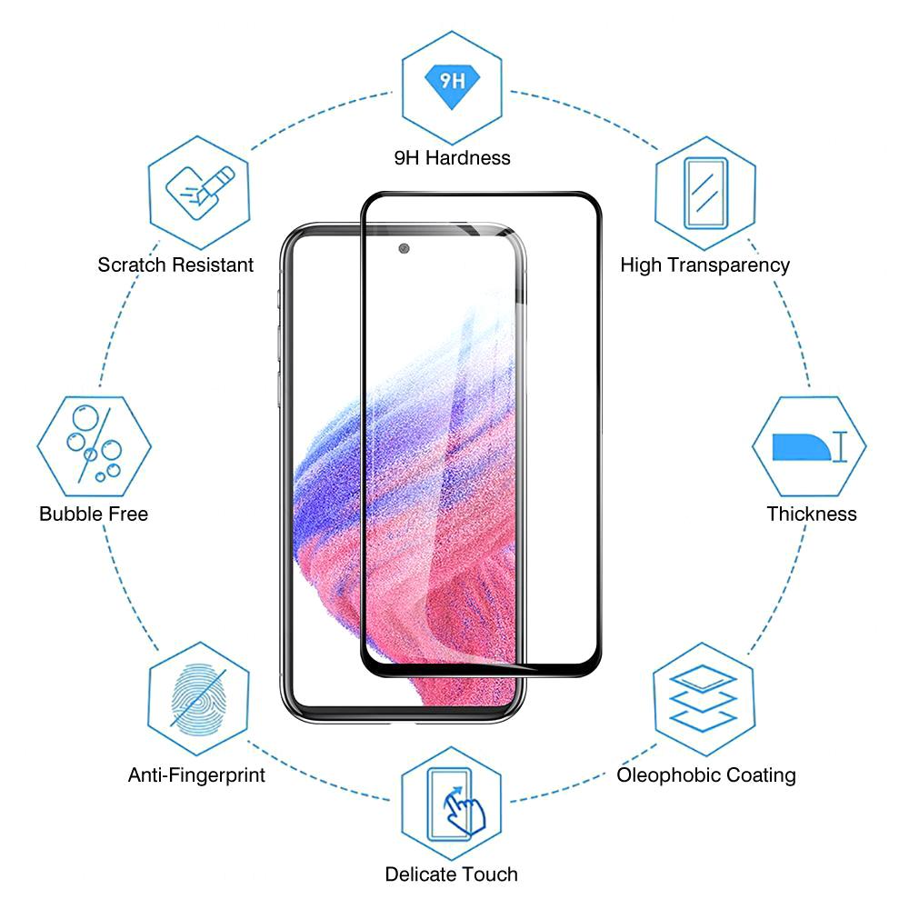 2Pcs Full Screen Protector Tempered Glass Film For Samsung Galaxy A05 A15 A25 A55 A04s A14 A34 A54 5G A53 Redmi 12C 13C Note 13 12 Pro+ 5G POCO C65