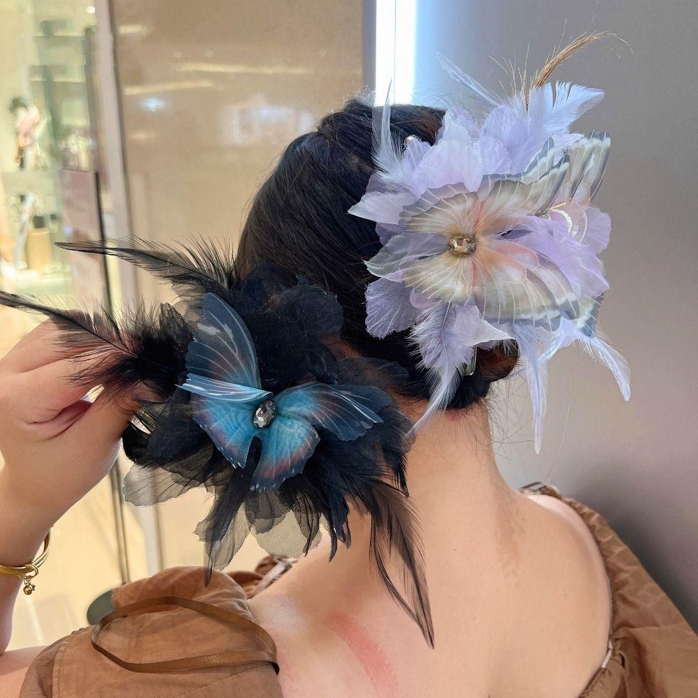 Tassel Grasping Clip Flower Shark Clip Elegant Hair Claw  Girl