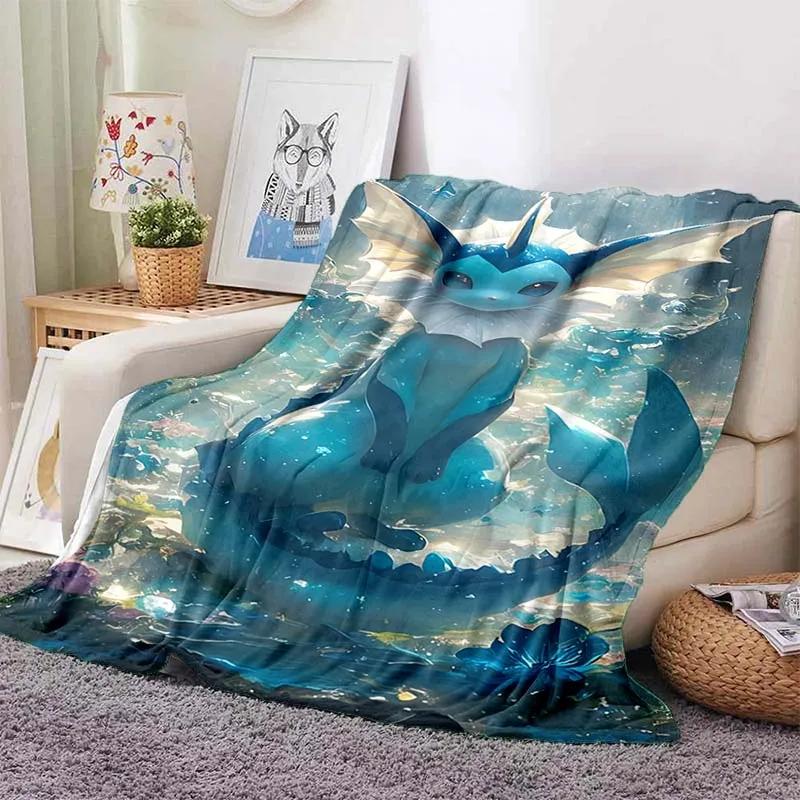 Cartoon Warm Soft Pokémon Eevee Custom Blanket Fluffy Sofa Plaid Plush Bedspread Winter Four Season Throw Blanket for Sofa Bed