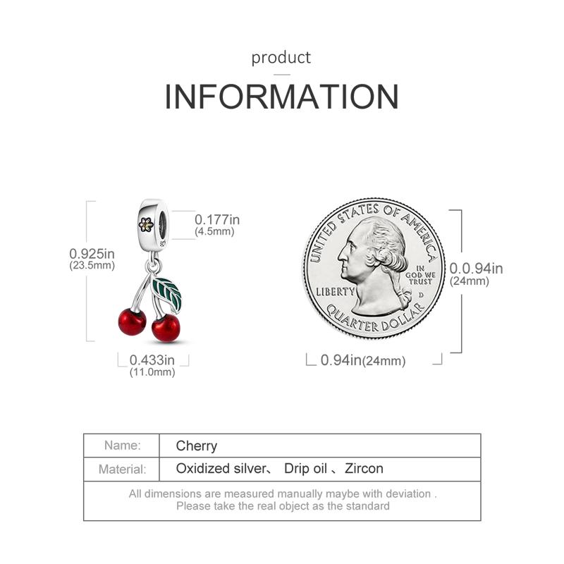 Copper Red Fruit Cherry Charm Beads Fit Pandach Bracelets Pendant Diy Anniversary Birthday Fashion Gifts Jewelry