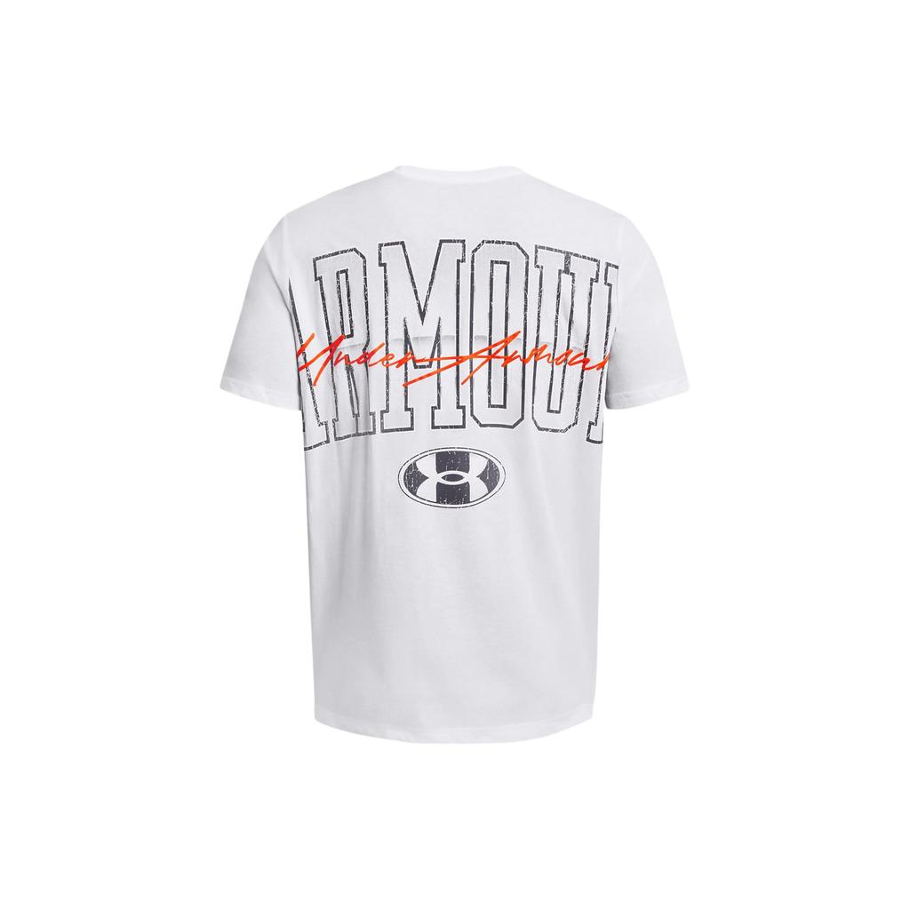 Under Armour Ua Armor Letter Print Crew Neck Short Sleeve T-Shirt Men T-Shirts White 1382832-100