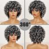 LISI HAIR Афро-женский короткий кудрявый серый парик с челкой из синтетического волокна, черный, серый, коричневый цвет, короткий вьющийся парик