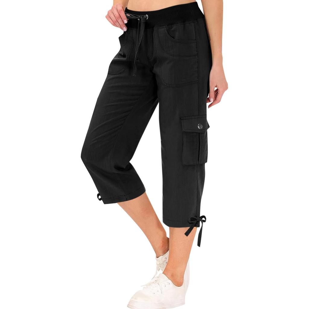 Женские капри-карго с 6 карманами, легкие быстросохнущие повседневные удобные летние брюки для путешествий на открытом воздухе