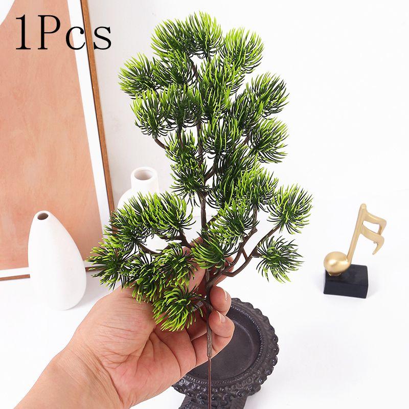 34cm Artificial Pine Green Branch Realistic Plastic Fake Pine for Party Wedding Home Room Christmas Decortion Artificial Plant