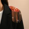 European and American fashion full diamond shoulder accessories tassel shoulder patch brooch