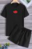 Женская стильная футболка большого размера под верхом унисекс, черная футболка оверсайз с круглым вырезом, верх и низ, двойной комплект с шортами