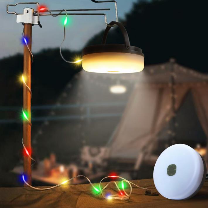 2 In 1 Solar Camping String Lights 8 Modes Outdoor Portable Lights USB Rechargeable Waterproof Camping Lantern Hiking Tent Yard