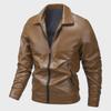 Мужская городская кожаная куртка для мотоциклистов - модное пальто с лацканами высокого качества