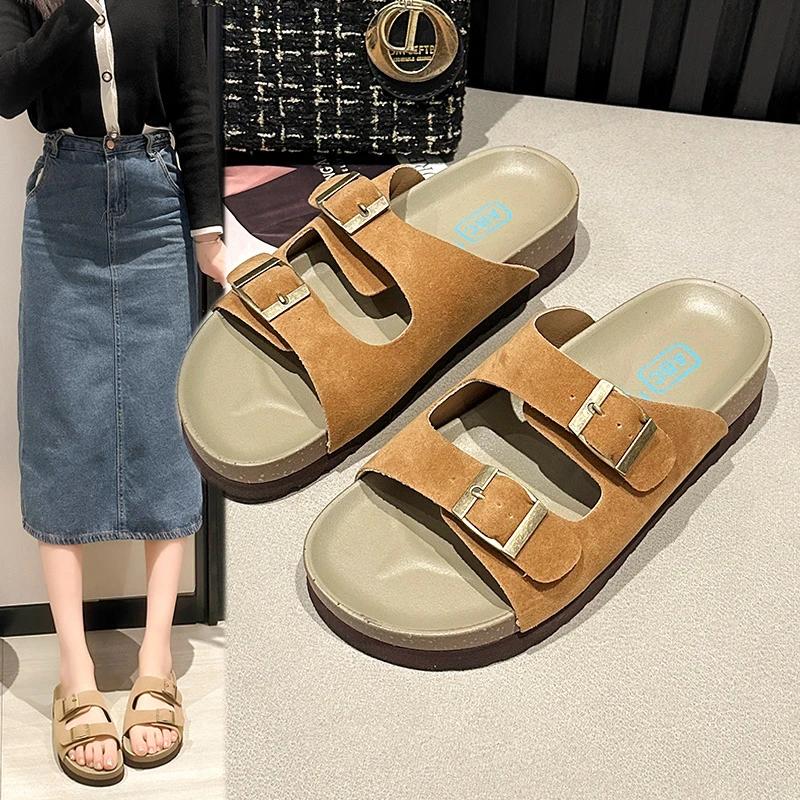 Slippers Platform Low Shoes Woman  Shale Female Beach Pantofle Luxury Slides Soft Sabot New Summer Designer Rome Fabri