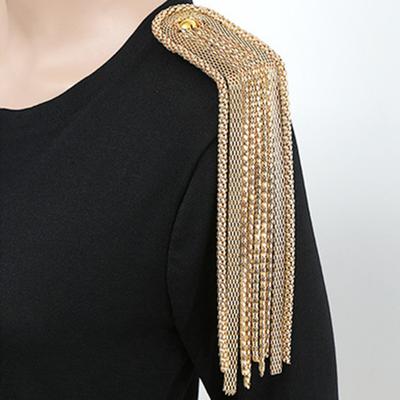 Брошь Ручная работа Бусины Длинная Кисточка Цепочка Классическое Гальваническое покрытие Декоративная DIY Мужчины Женщины Эполет Плечевое украшение Аксессуары для одежды