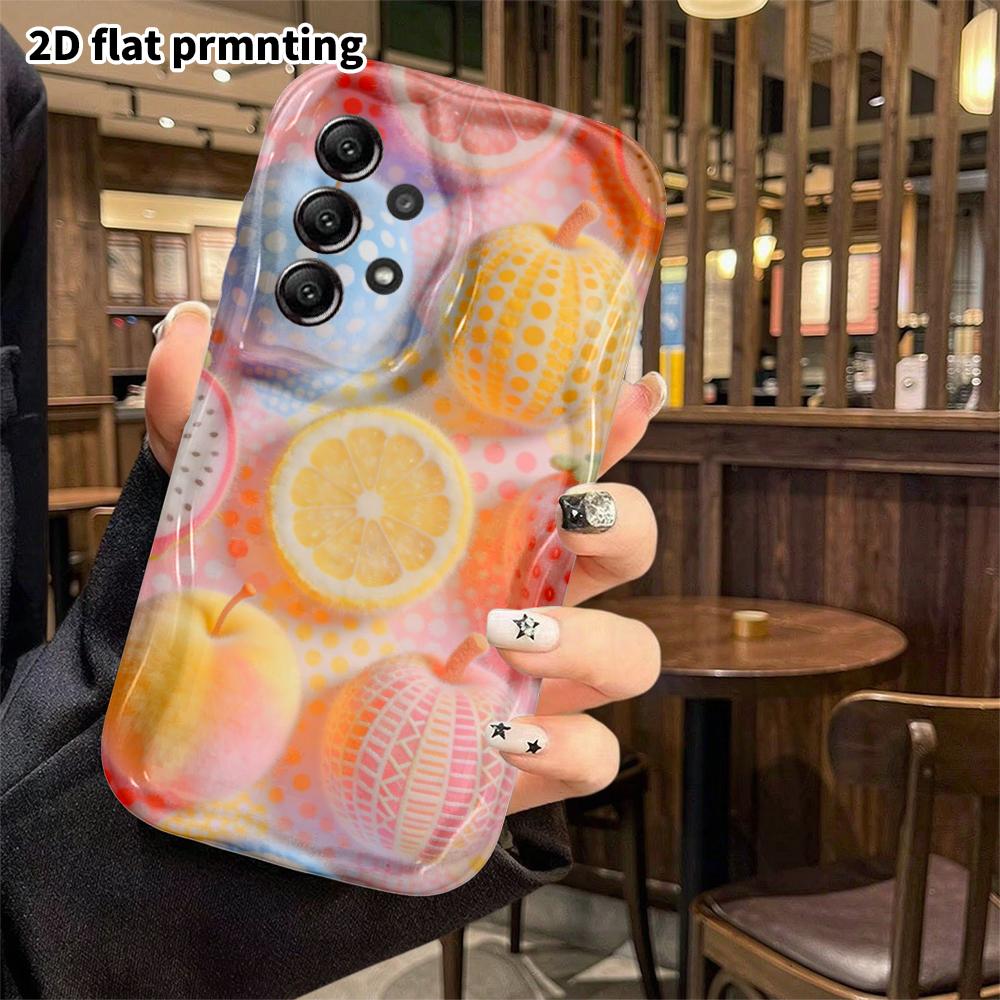 Phone Case: 2D flat, suitable for Samsung Galaxy A34 A35 M05 M06 S20 S22 S21 FE Plus 5G protective case, macaron fruits, perfect Christmas and Hallowe