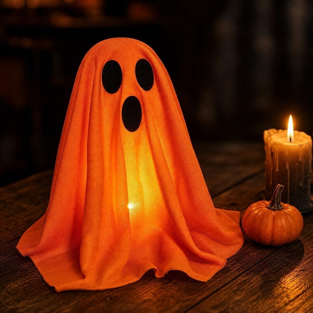 Light Up Ghost Decoration for Indoor Outdoor Use Halloween Themed Fabric Ghost Figure with LED Illumination for Party Home Yard Display
