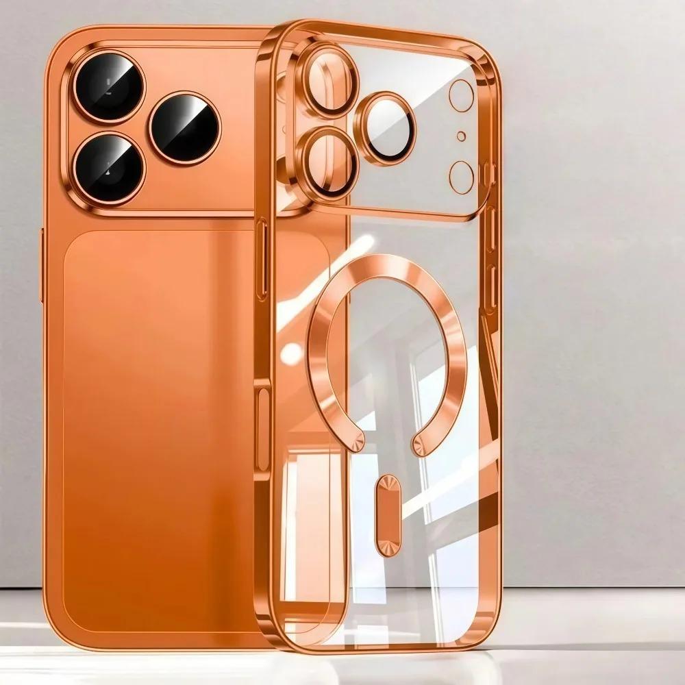 Магнитный чехол с покрытием для iPhone 17 16 1 14 13 Pro Max 17Pro 17 Для чехлов с защитой объектива Прозрачная крышка