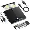 Внешний CD/DVD-привод для ПК, Портативный 7-в-1 USB 3.0 CD-привод Внешний USB, Читатель CD для ПК, CD-записывающее устройство с 4 портами USB и слотами для карт TF/SD