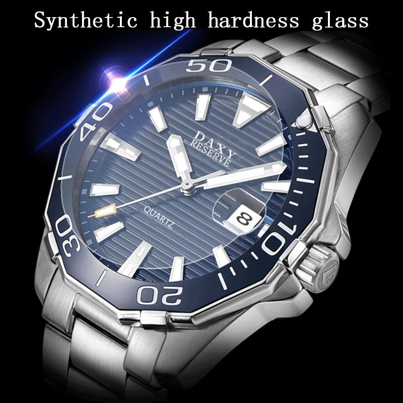 Luxury Fashion Quartz Watch Men Week Date Clock Stainless Steel Sport Watch Men Quartz Wristwatch Christmas Gift for Men