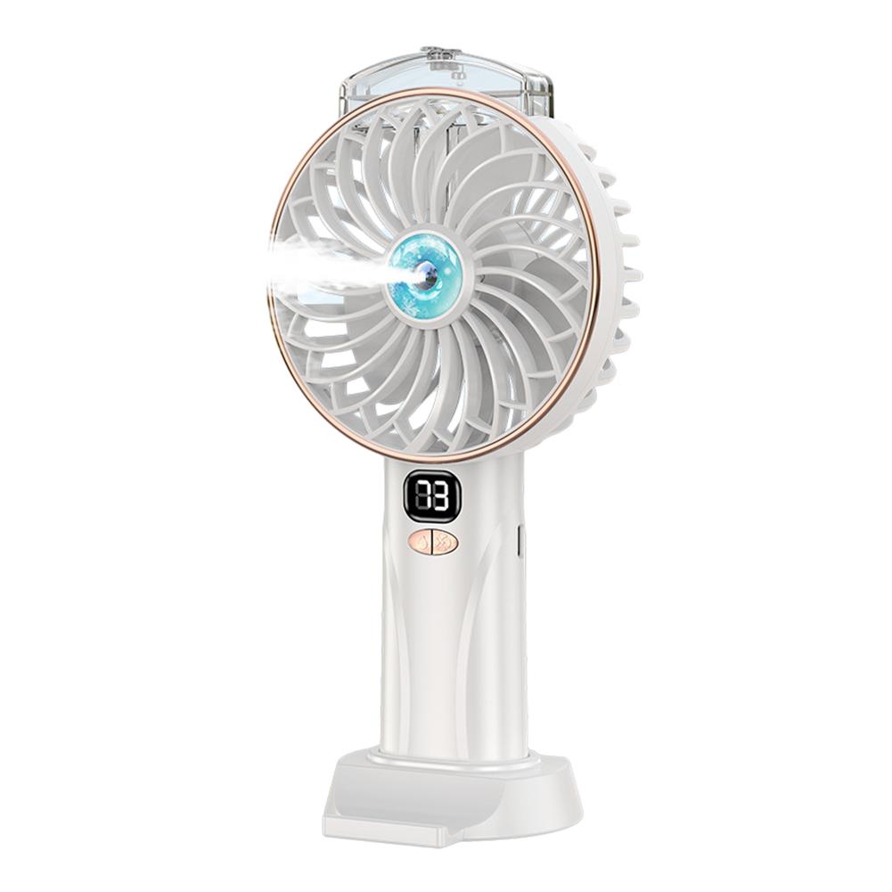 Digital Display Cooling Electric Fan USB Rechargeable Spray Handheld Fan 4000mAh Small Humidifying Fan for Travel Office Outdoor
