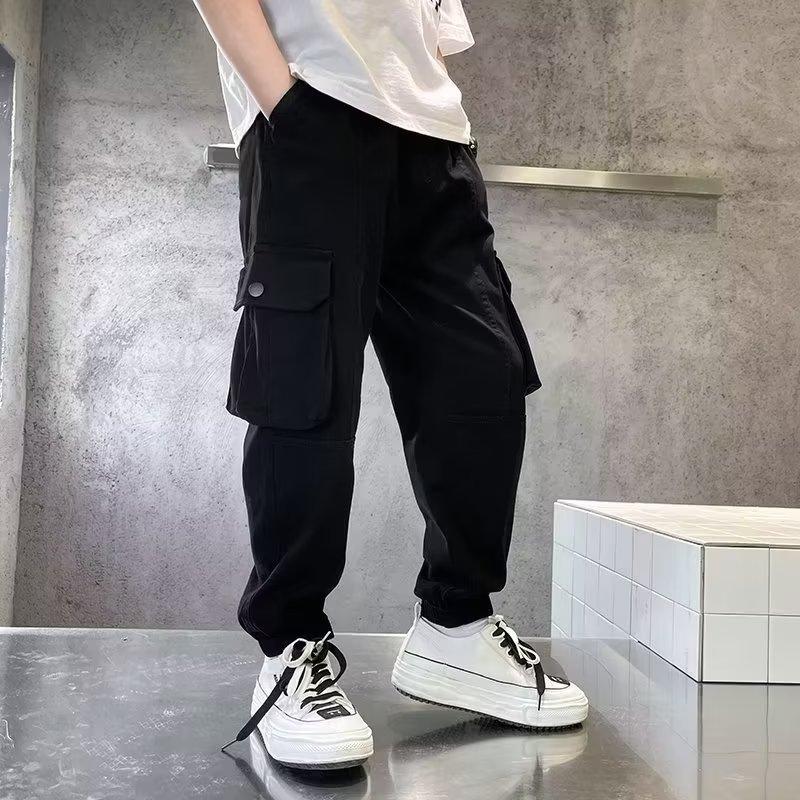Брюки-карго для маленьких мальчиков, брюки-карго с эластичной резинкой на талии, детские спортивные штаны, леггинсы, спортивные штаны, хлопковые штаны, детская повседневная нижняя часть для
