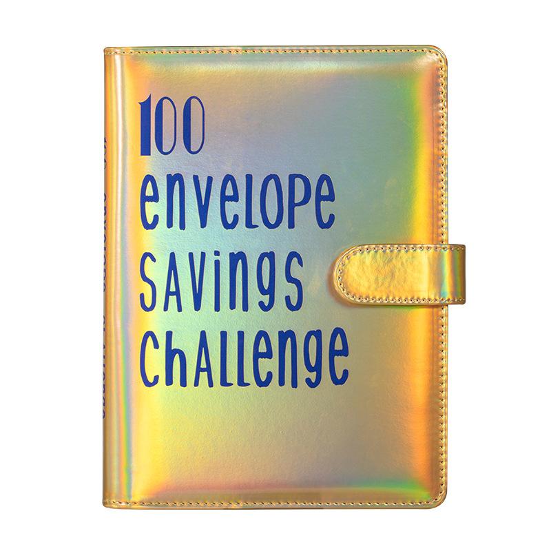 100 EnvelopeChallenge Loose-leaf Book Binder PU Cover Notebook Money Planner Book Keeping Book