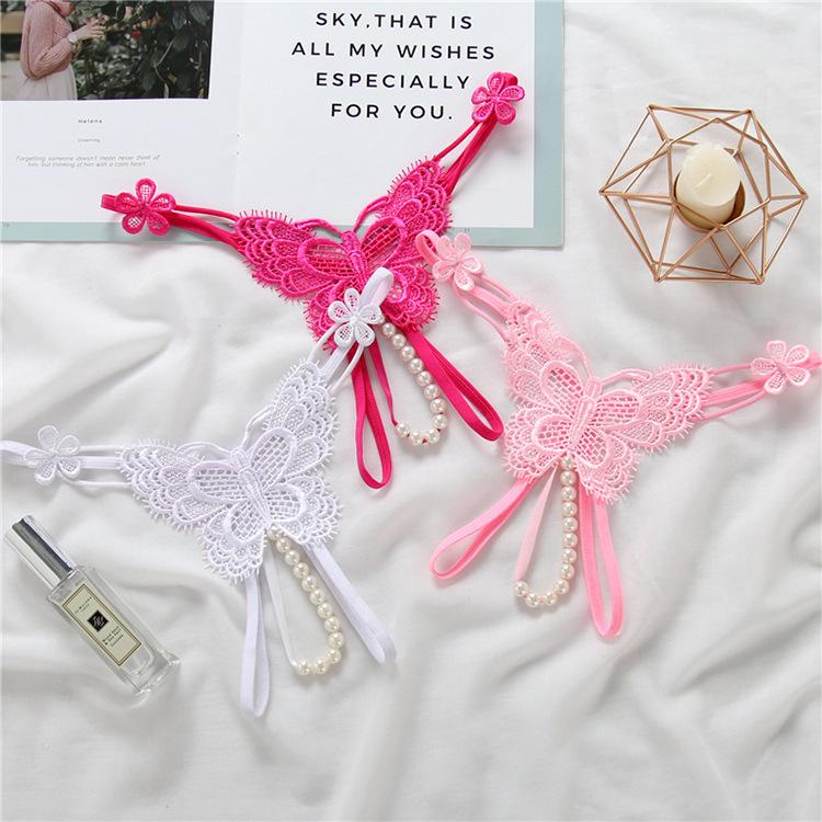 Сексуальные женские стринги с жемчугом, тонкий ремешок, микро-стринги, сплошной цвет, легкие трусики, бандажное сексуальное женское белье