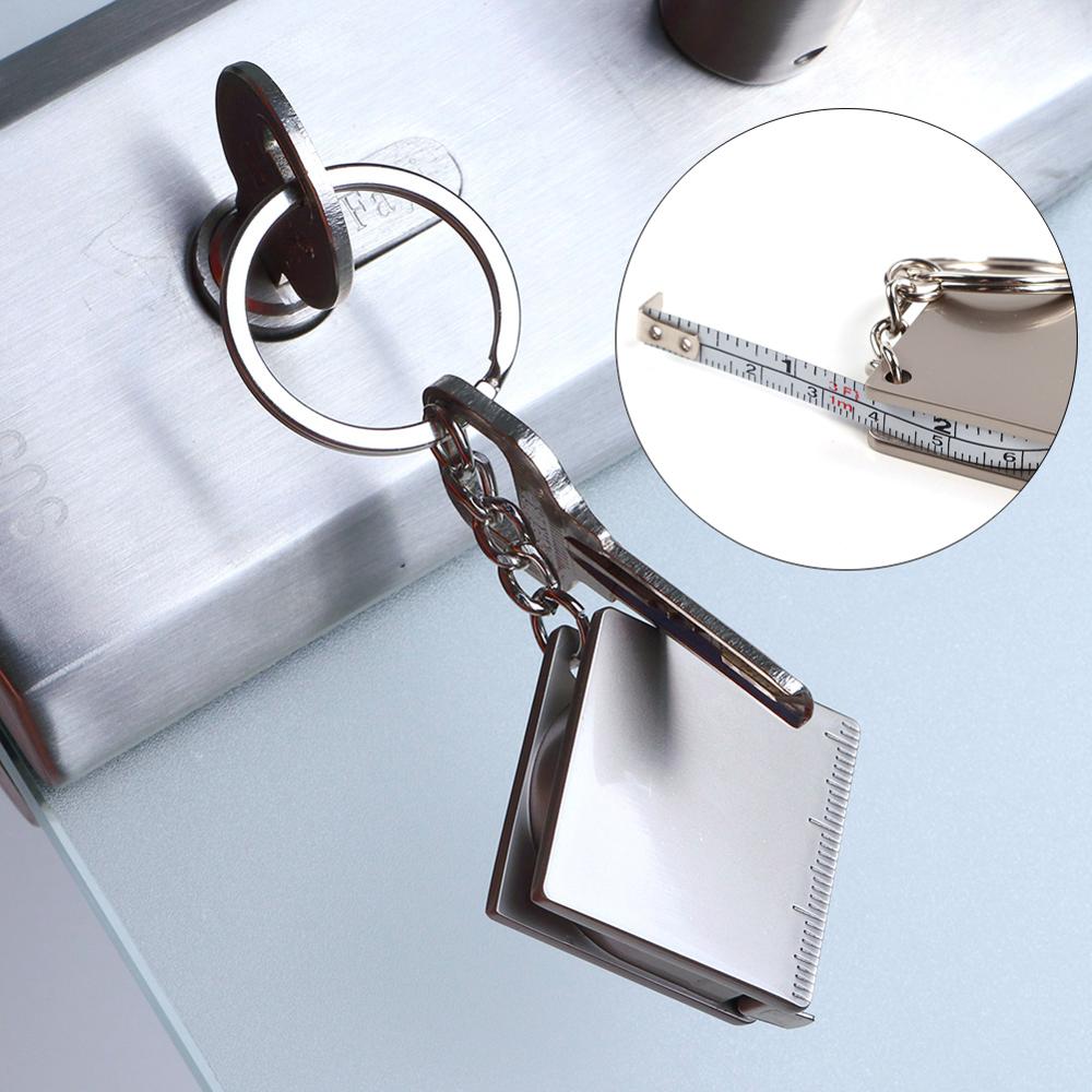 Stainless Steel Retractable Ruler Tape Keychain Measuring Gauging Tools Keyring Pull Ruler