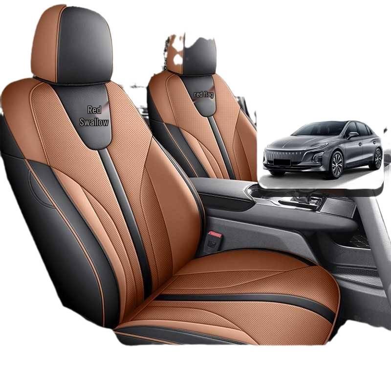 Full Coverage Leather Seat Covers for Hongqi E-QM5 (2021-2024), All-Season Seat Cushions with Complete Surround Protection.