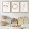 Boho Watercolor Wildflower Canvas Wall Art Set,Botanical Wreath Prints, Minimalist Nursery Living Room Bedroom Home Decor Gifts