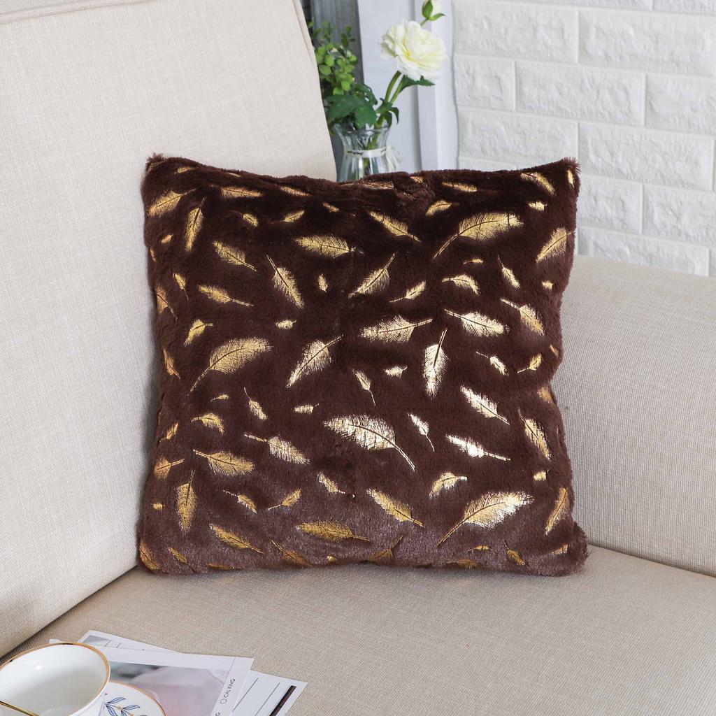Decorative Pillowcase, Feathers, Brown