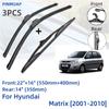 For Hyundai Matrix 2001-2010 Front Rear Wiper Blades Brushes Cutter Accessories J Hook 2002 2003 2004 2005 2006 2007 2008 2009